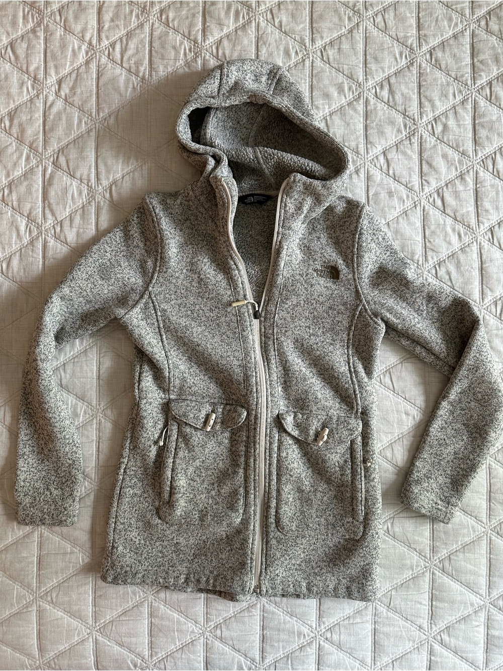 The North Face Hooded Fleece Sweater Jacket in Gray Size Small
